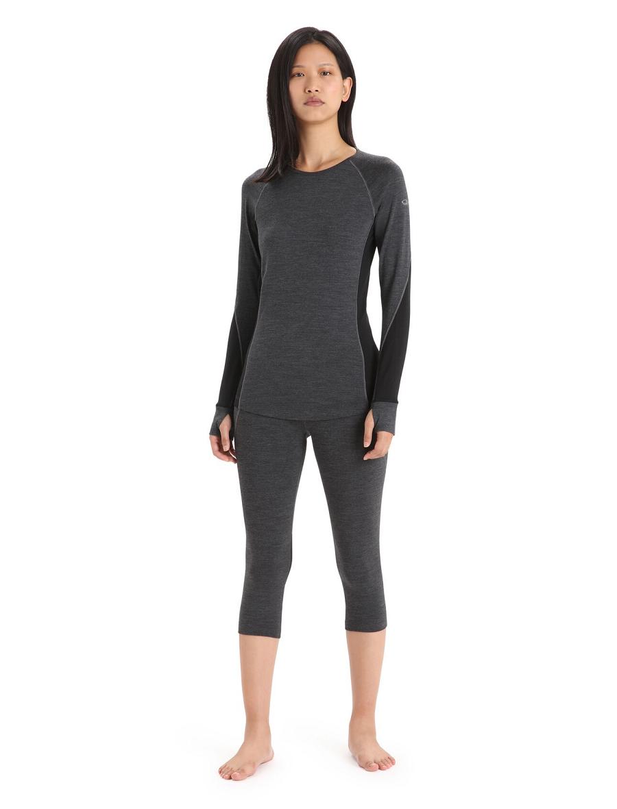 Jet Heather / Black Women's Icebreaker BodyfitZone™ Merino 260 Zone 3/4 Thermal Leggings Base Layers | USA 1868LISH